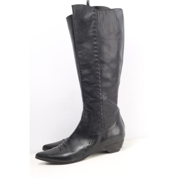 JOHN FLUEVOG Britney Black Leather Knee High Western Cowgirl Boots Size 10.5 - Picture 6 of 16